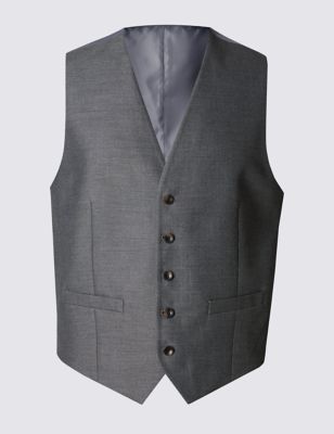 Grey Tailored Fit 5 Button Waistcoat